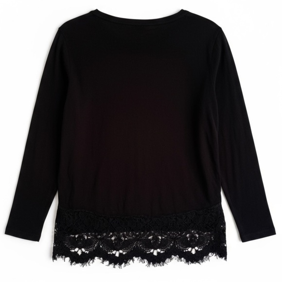J. Crew Black Crochet Lace Long Sleeve Cotton Top Office Business Casual Size XL - Picture 4 of 6